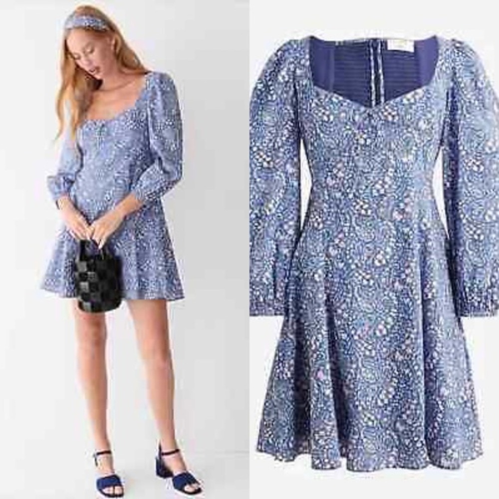 NWT J. Crew Sweetheart Long-Sleeve Mini Dress in Liberty®‎ Bourton Bloom Fabric